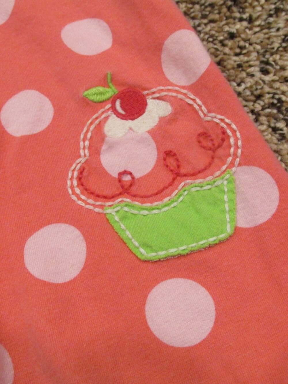 Child of‎ Mine Carters Dress Infant Girls 6-9M Pink Polka Dot Cupcake Cap Sleeve - Picture 2 of 5